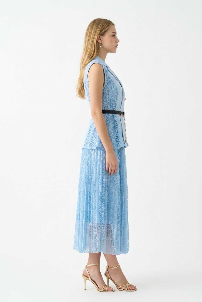 The Celeste Structured Lace Skirt and Blouse Set