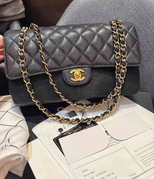Chanel Medium Classic Flap   Black Caviar Leather with Gold Hardware