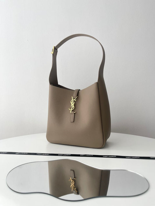 Saint Laurent Le 5 À 7 Hobo Bag  Taupe with Gold Hardware