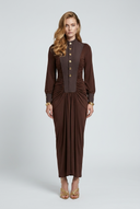 Sienna Ruched Maxi Dress- Chocolate Brown