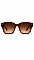 Burgundy acetate square sunglasses with polarized UV400 lenses by THEANA