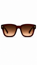 Burgundy acetate square sunglasses with polarized UV400 lenses by THEANA