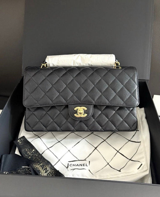 Chanel Medium Classic Flap  Black  (Mint, Full Set)