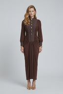 Sienna Ruched Maxi Dress- Chocolate Brown