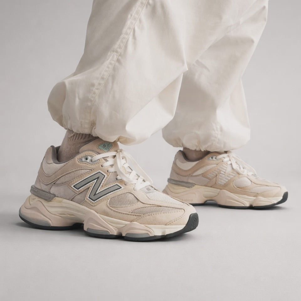 New Balance 9060 Suede & Mesh Sneakers – Beige / Tan