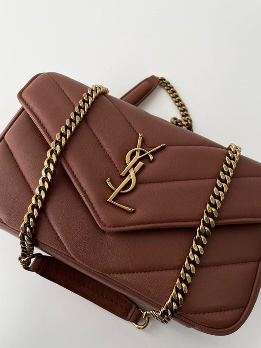 Saint Laurent LouLou Small  Chestnut Brown with Gold Hardware